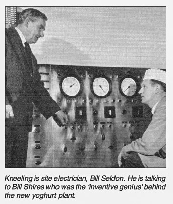 1960's Electrician Bill Seldon talking to Bill Shires, from 'William Horner and His Creamery' by Jill King 2012