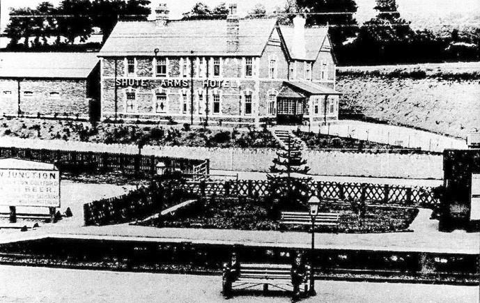 1898 The Shute Arms Hotel, taken from the station. (From Seaton Junction History, by Rick Wood)