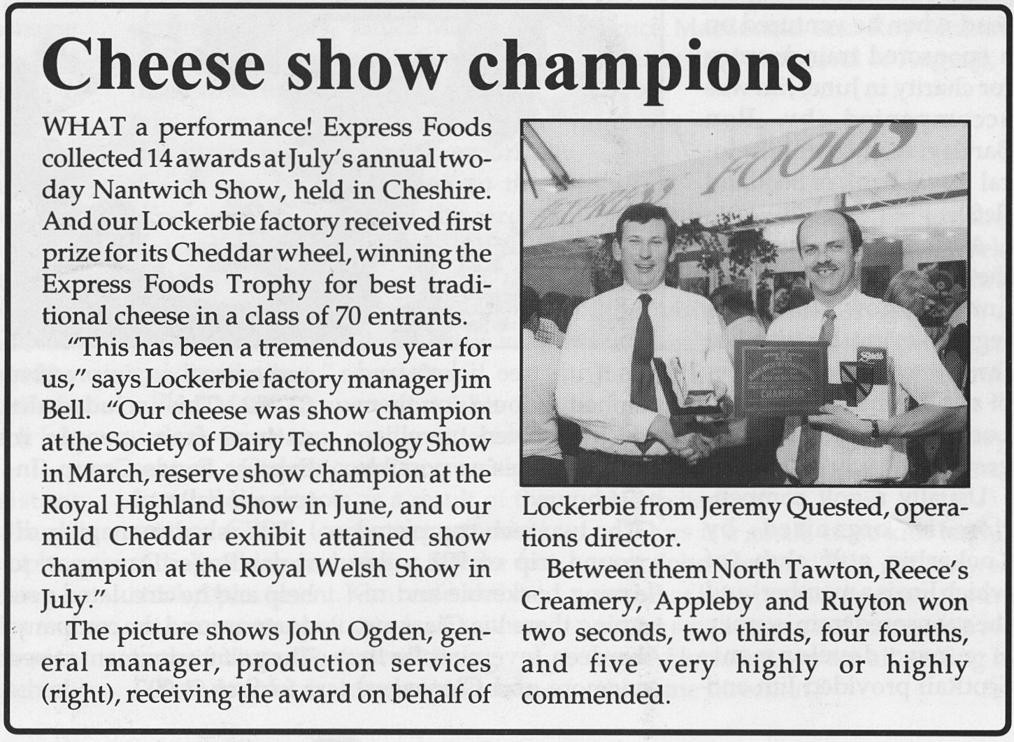 1990 Cheese Show Champions