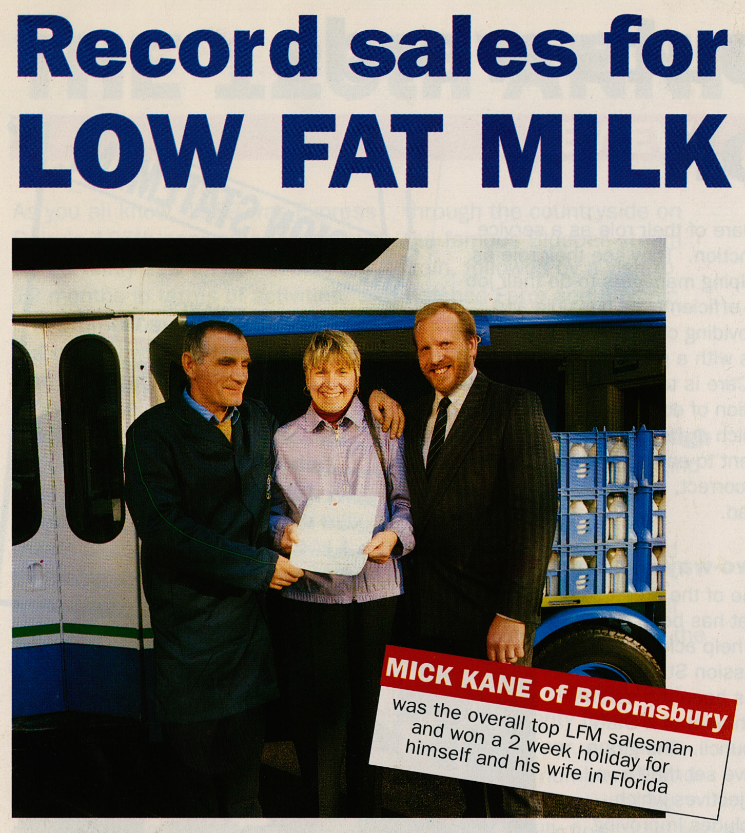 1990 Bloomsbury excel in low fat milk promotion (1990 April Tops Magazine)