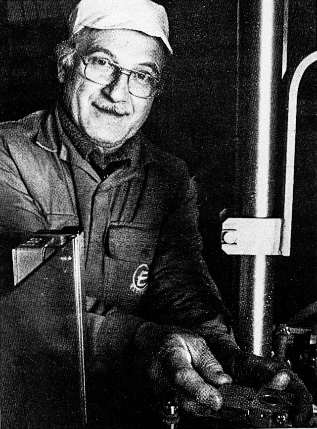 1984 John Wigglesworth, chargehand on the labelling machine, has been with Express for 10 years. Hy used to be a spray painter but had to give up the job when he lost a lung. Knowing people who worked at the Bradford Dairy, he applied for a job and now watches over a new machine which can stick labels on bottles of flavoured or sterilised milk at the rate of 200 a minute. John, who is married with a grown-up son and daughter, has one thing in common with everyone else we spoke to at Bradford. He says he has little interest in television - the only recreation he has is decorating the house. (Express News Spring)