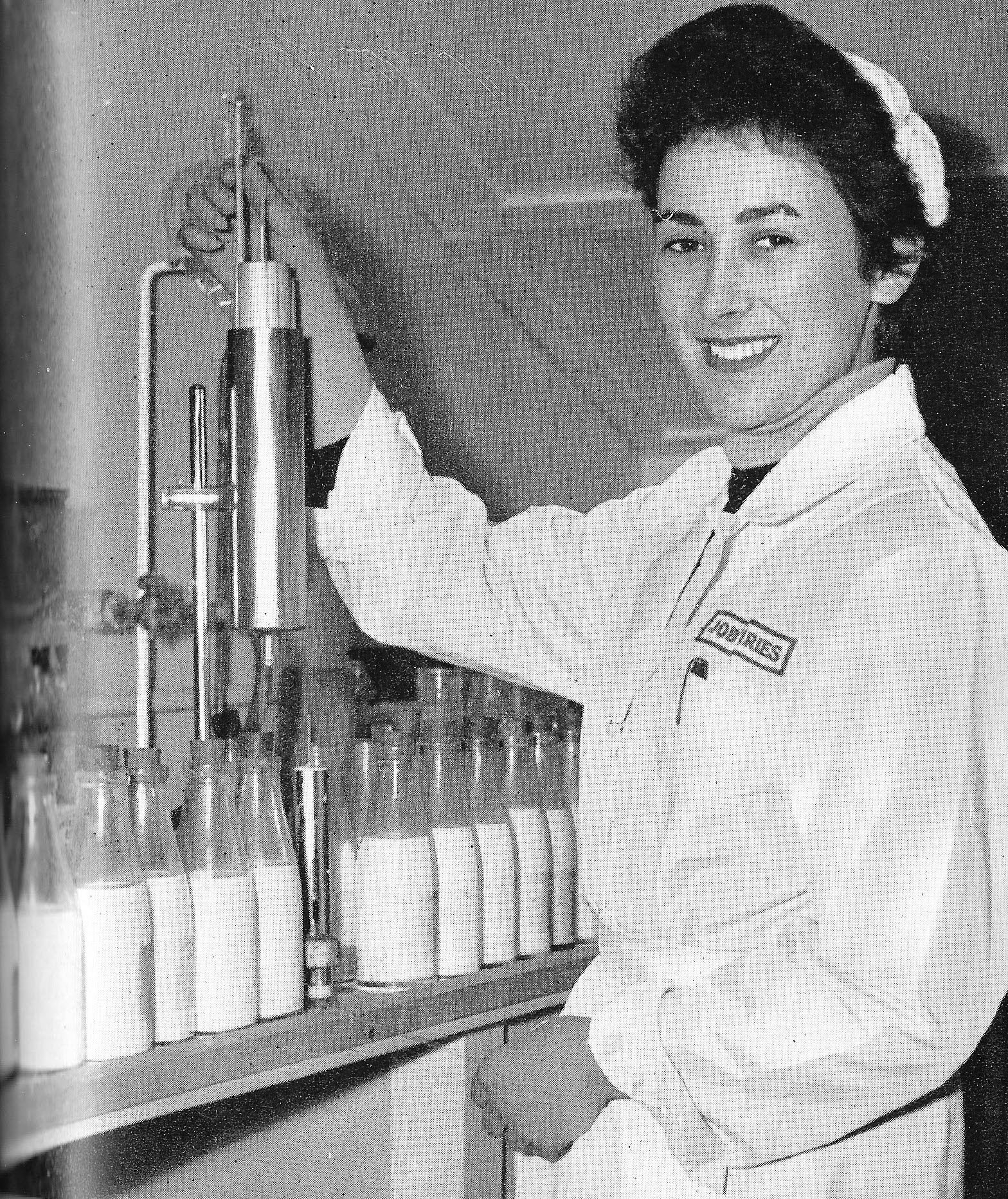 1958 April-June Greenaway, Assistant to Mr R. Davis in Job's Laboratory, Didcot. Janet Kew comments in 2025 "Hi June, nice to see my cousin again x". June Greenaway saw this post on the Memories of Didcot FB Group, and comments "The photo is from a long time ago... I left the UK in 1966 and went to N.Z., and now in Australia, Best thing I did. I do remember some of the girls, my uncle Jack (John Cannings) worked there-they lived right next door before the bridge." (Courtesy Book of Job, Roberts Foundation)