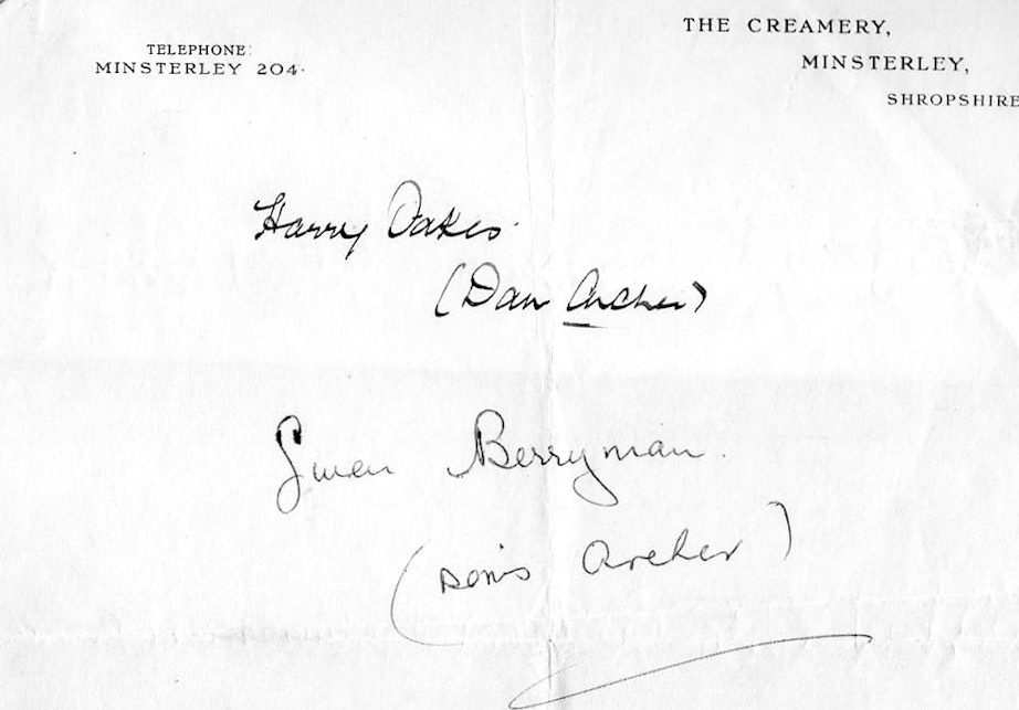 1950's 'The Archers' visit Minsterley Creamery. Harry Oakes as Dan, Gwen Berryman as Doris.