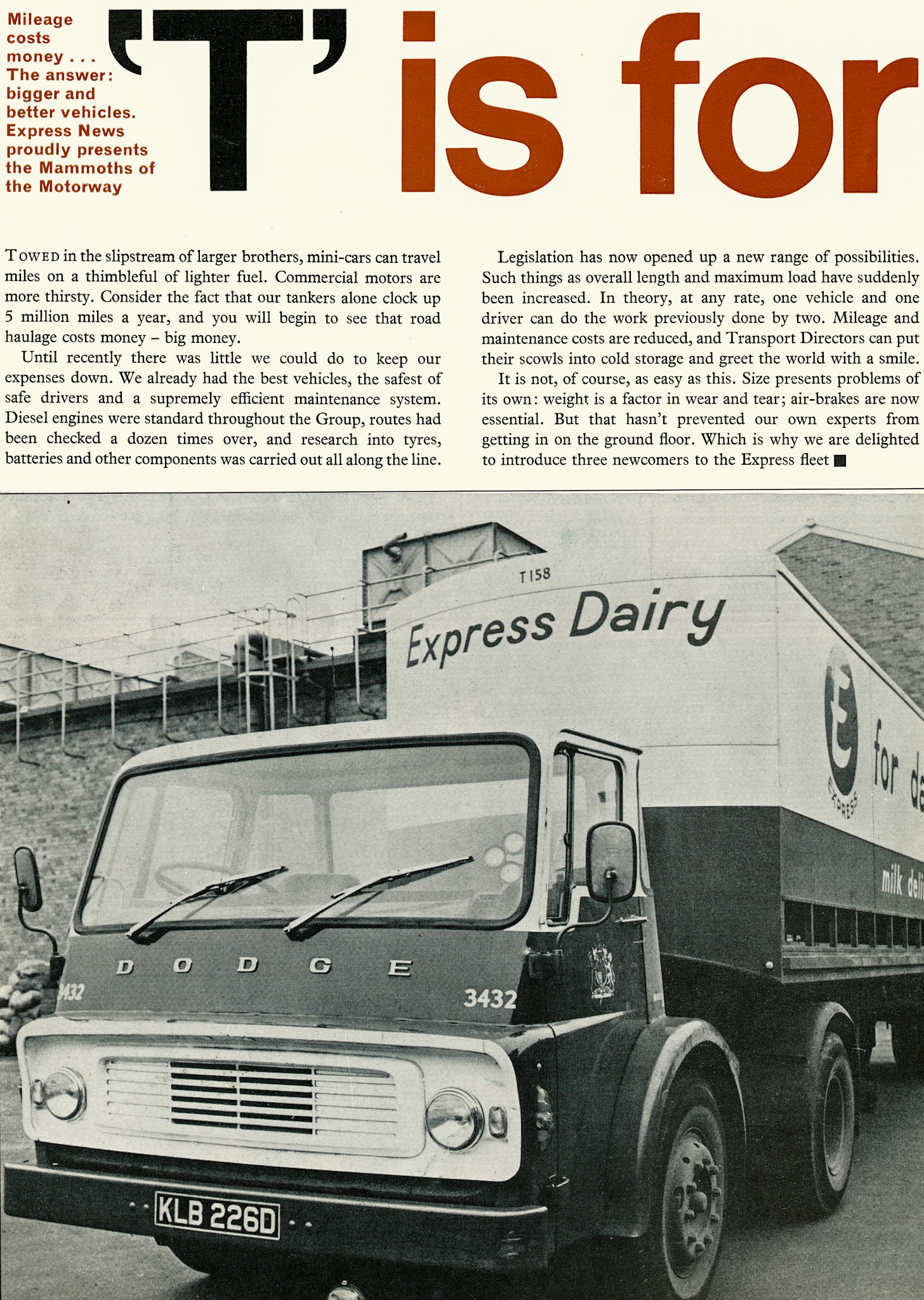 1967 'T is for Trucking' article. (Express News Spring)