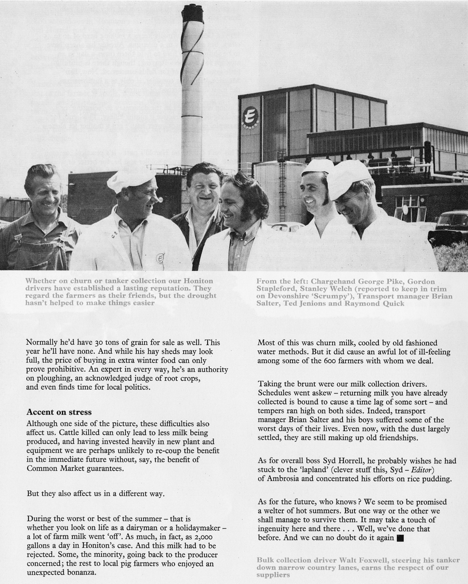 1976 Honiton milk supply in time of drought