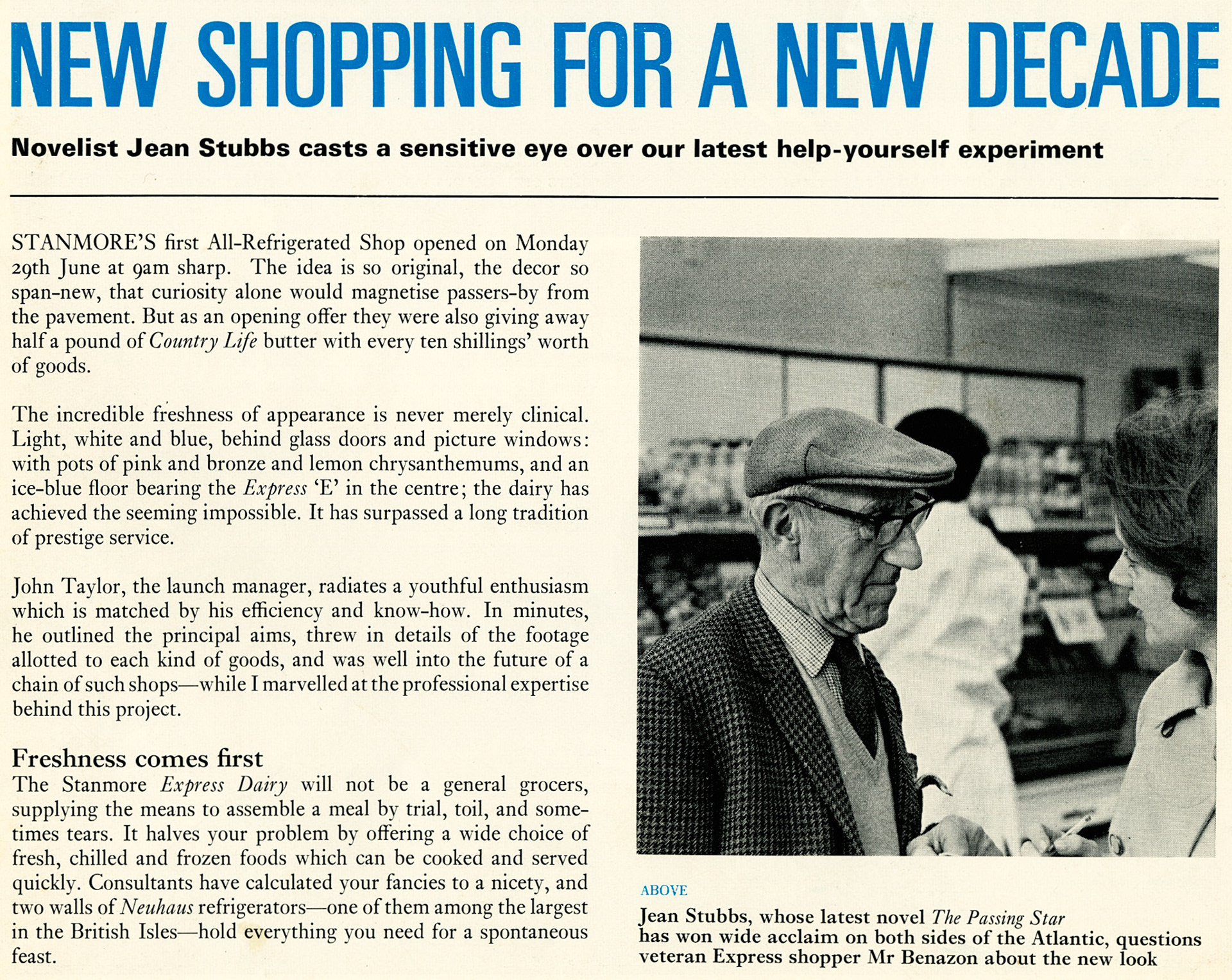 1970 New 'all-refrigerated' self-service shop in Stanmore, Middlesex