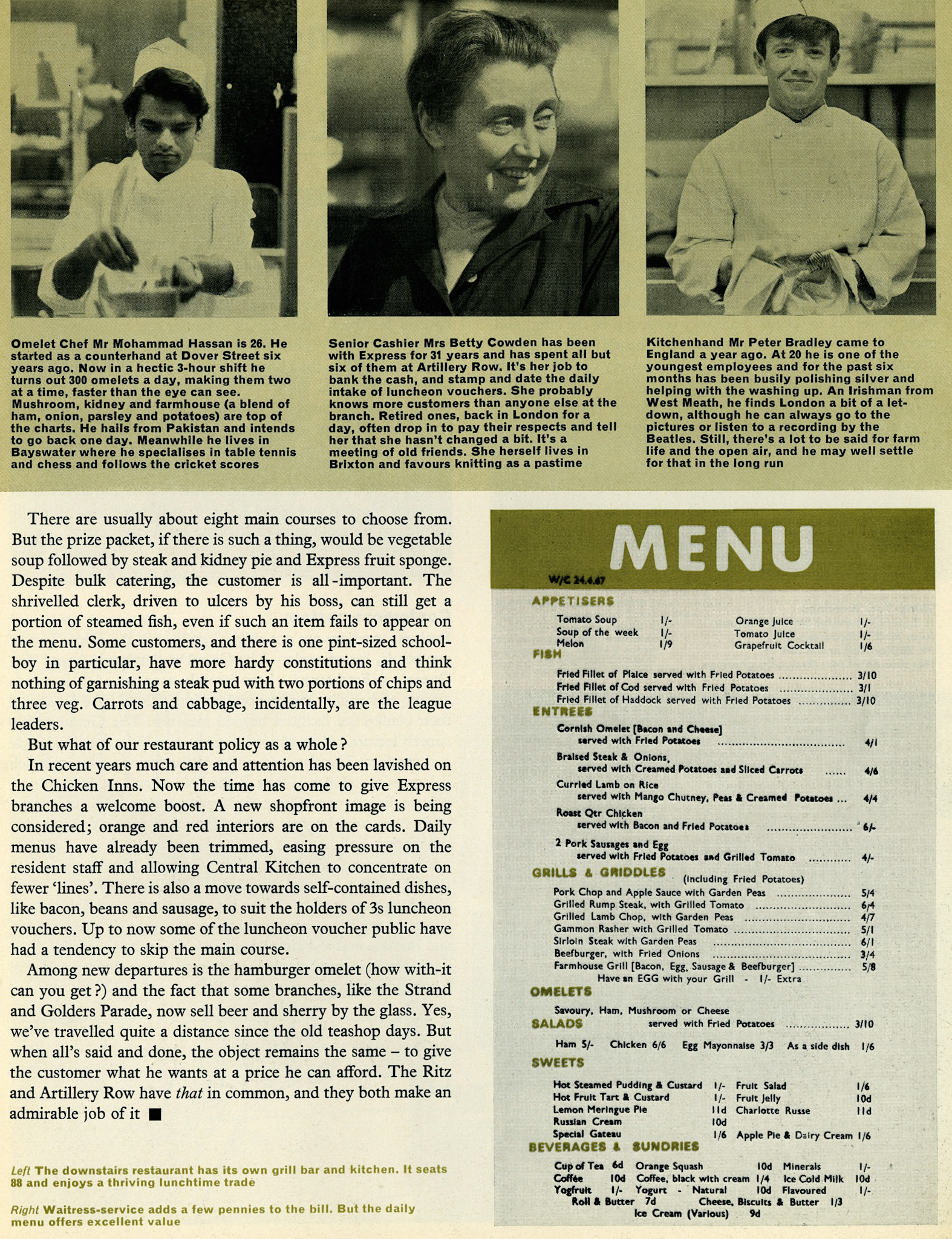 1967 Artillery Row Restaurant between Victoria and Westminster in Central London