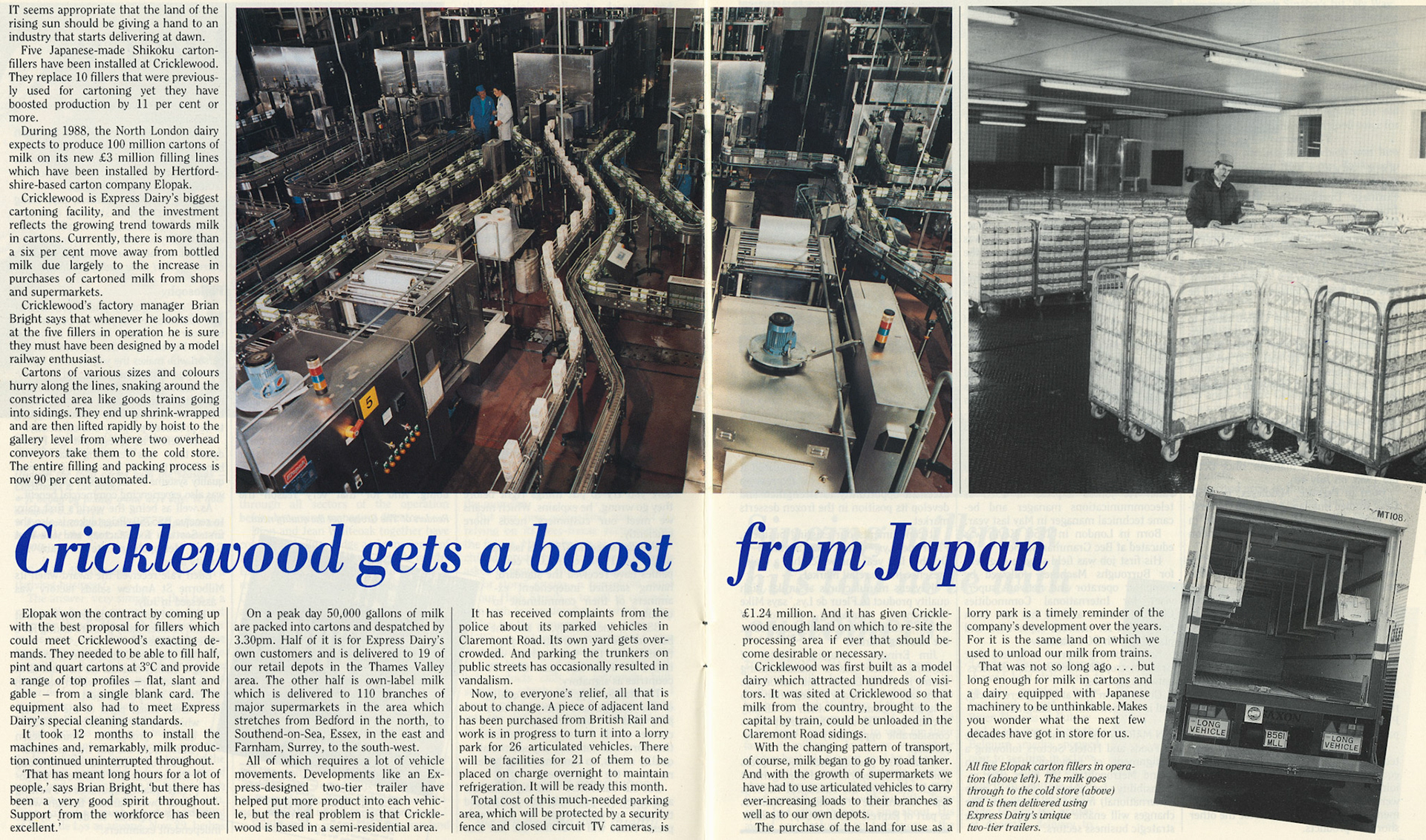 1988 Shikoku carton fillers installed at Cricklewood