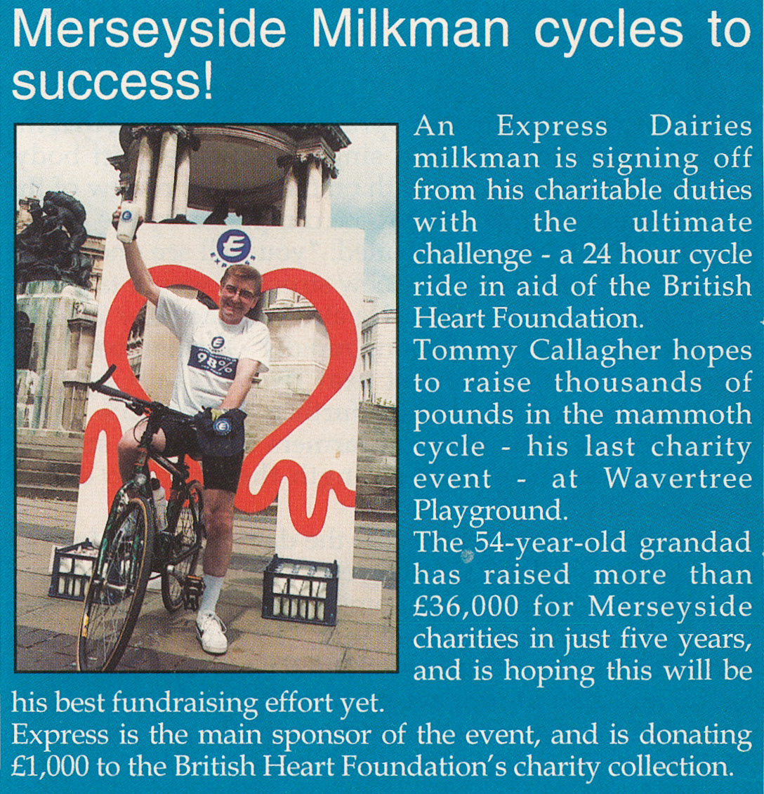 1990s Express milkman Tommy Callagher has raised over £36,000 for Merseyside charities in five years. (Courtesy Paul Luke)