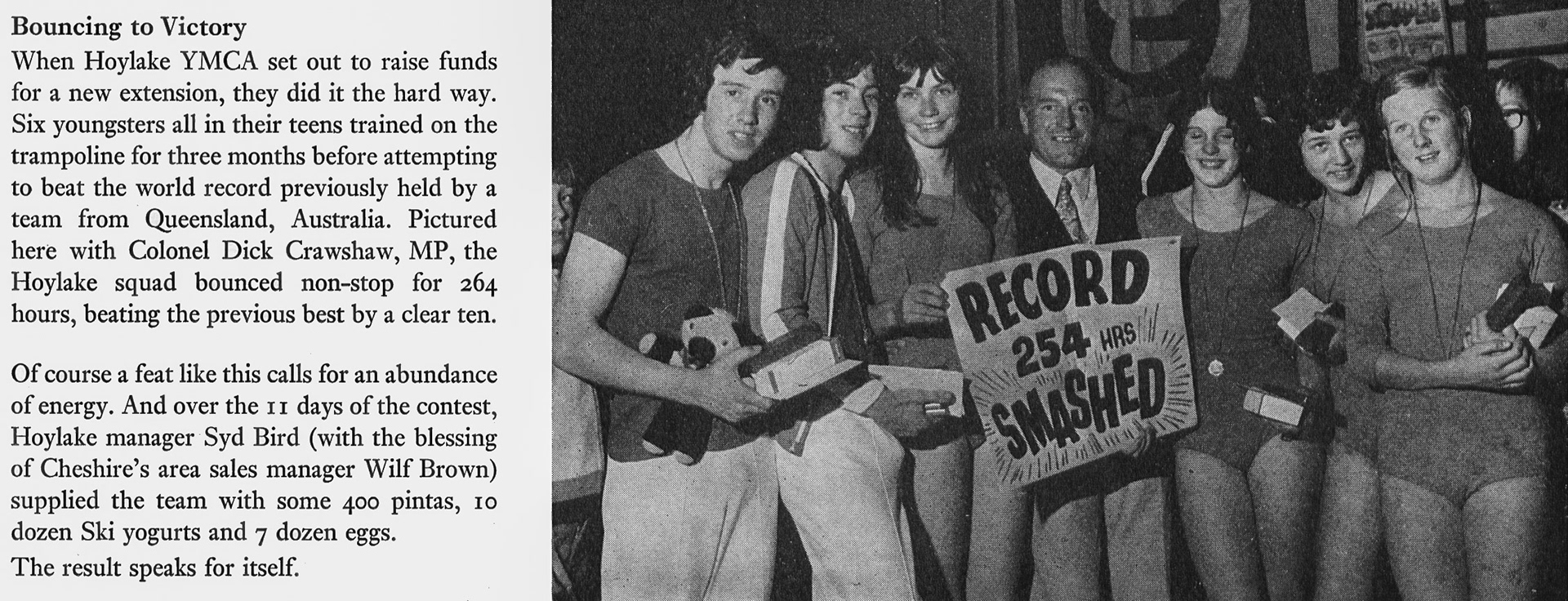 1973 Hoylake, Cheshire YMCA fortified with milk, yogurt and eggs. (Express News Christmas)