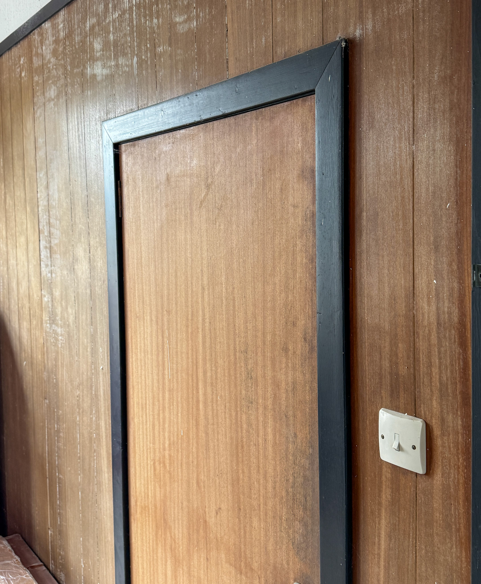 2026, May. Kilmaurs Creamery photos from site visit-wood panelling believed to be the  previous offices. (Photos by Peter Roper, visit by courtesy of Fiona Edgar)