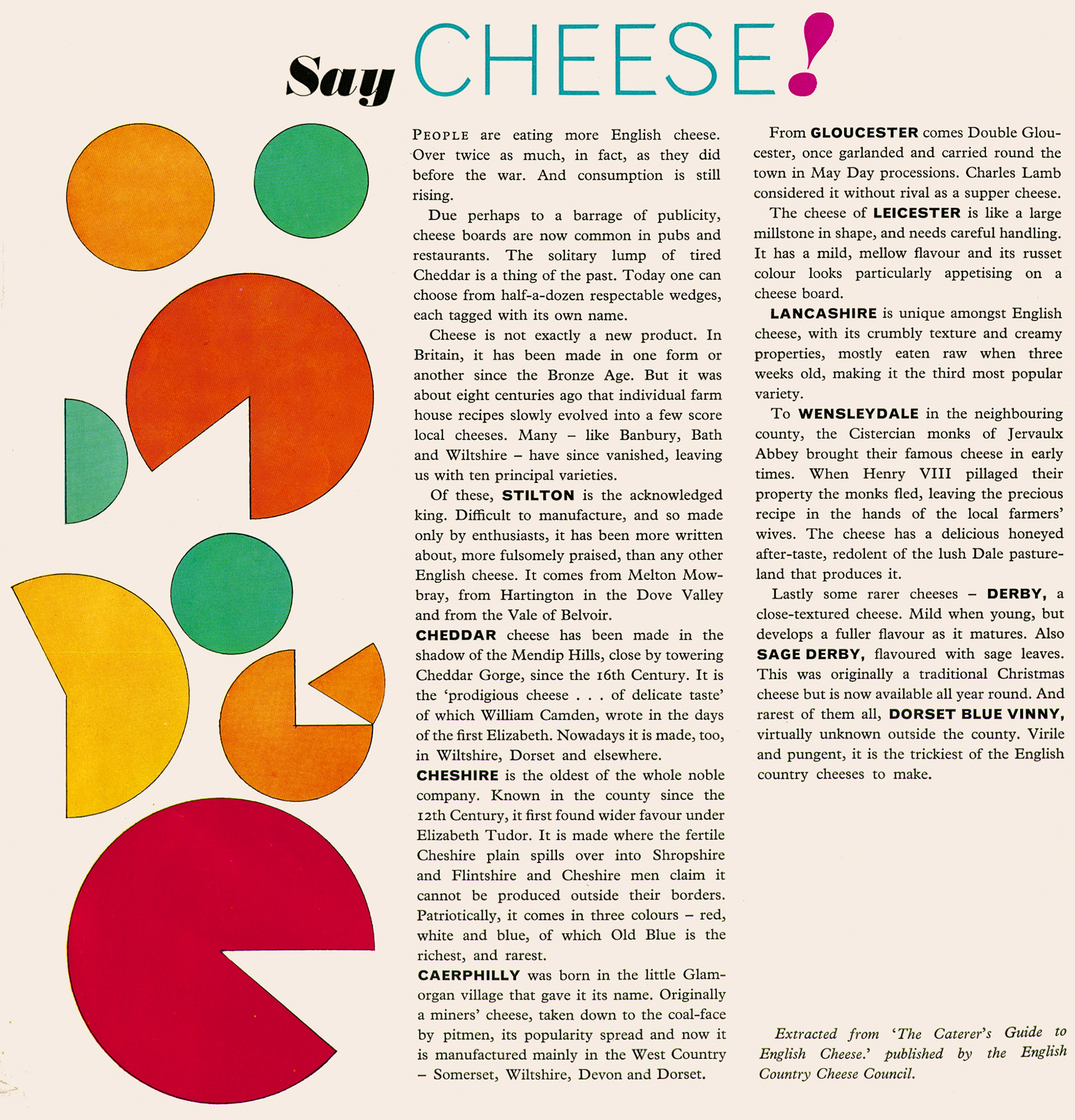 1963 Express News article about different varieties of cheese. (Express News Autumn)
