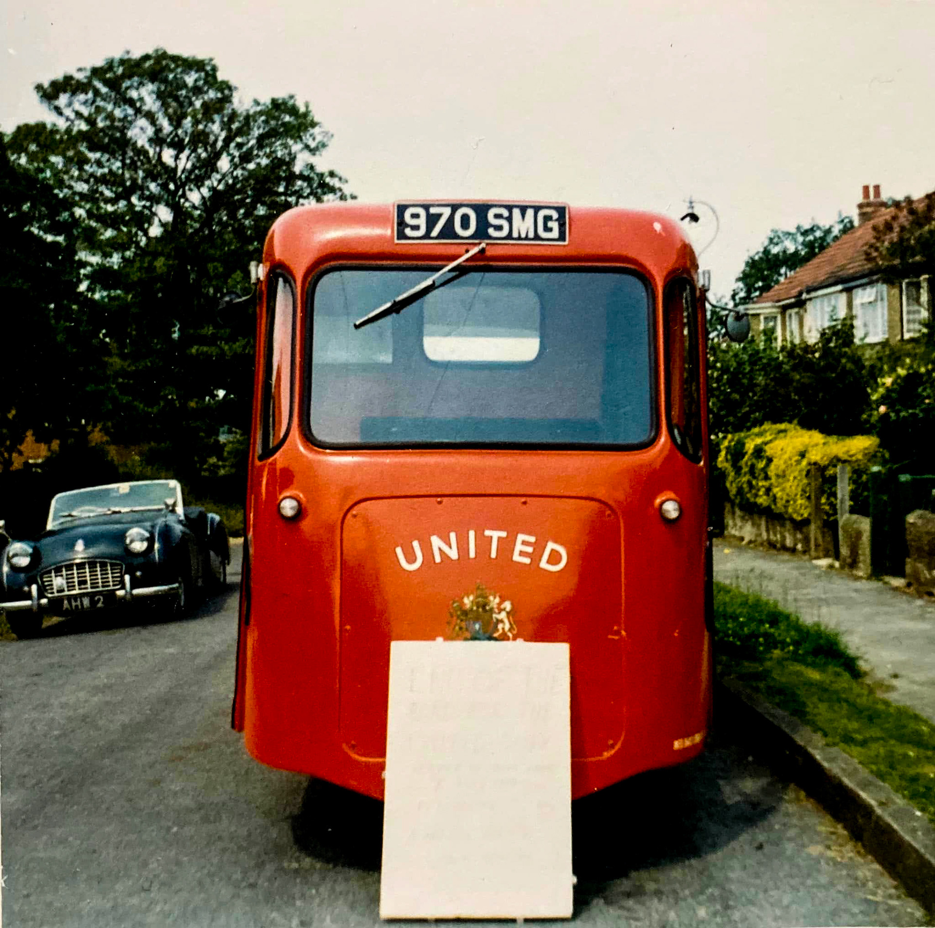 1970's Potters Bar. Keith Arnold comments "The United Dairy milk float is in Dove Lane”, looking towards Barnet Road. The board had the date of the last delivery by United Dairy before switching to Express Dairy... sadly unreadable."