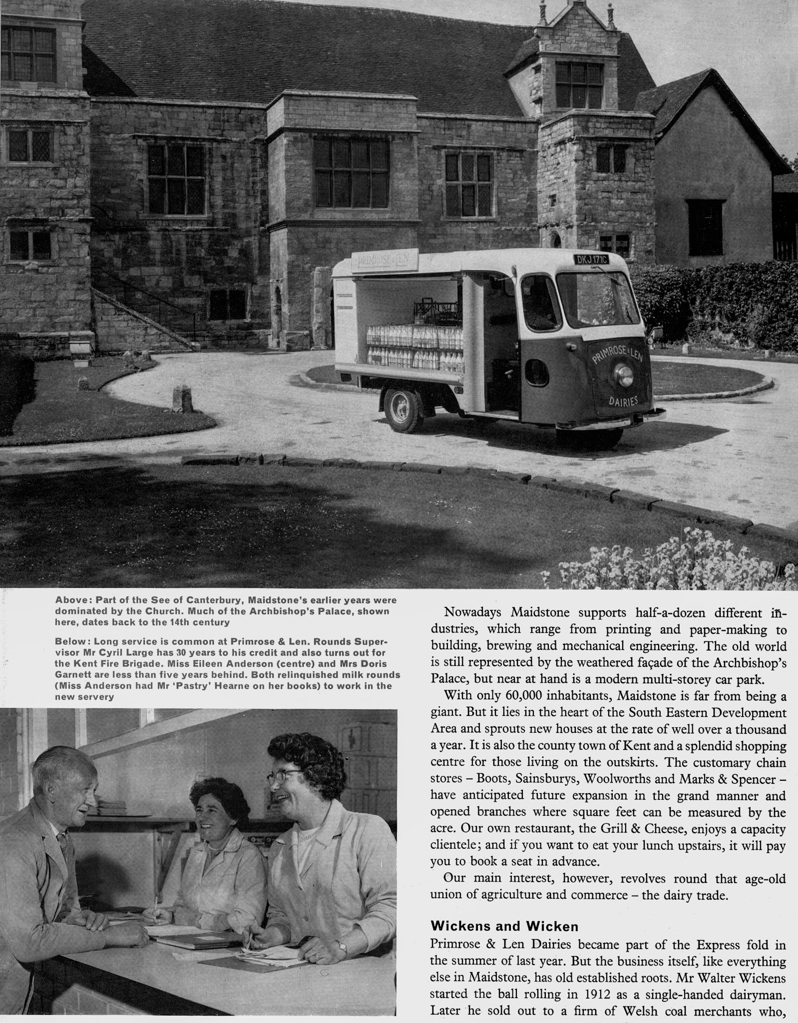 1965 The story of Primrose and Len at Maidstone. Milk delivery at Archbishop’s Palace. (Express News Summer/Autumn)
