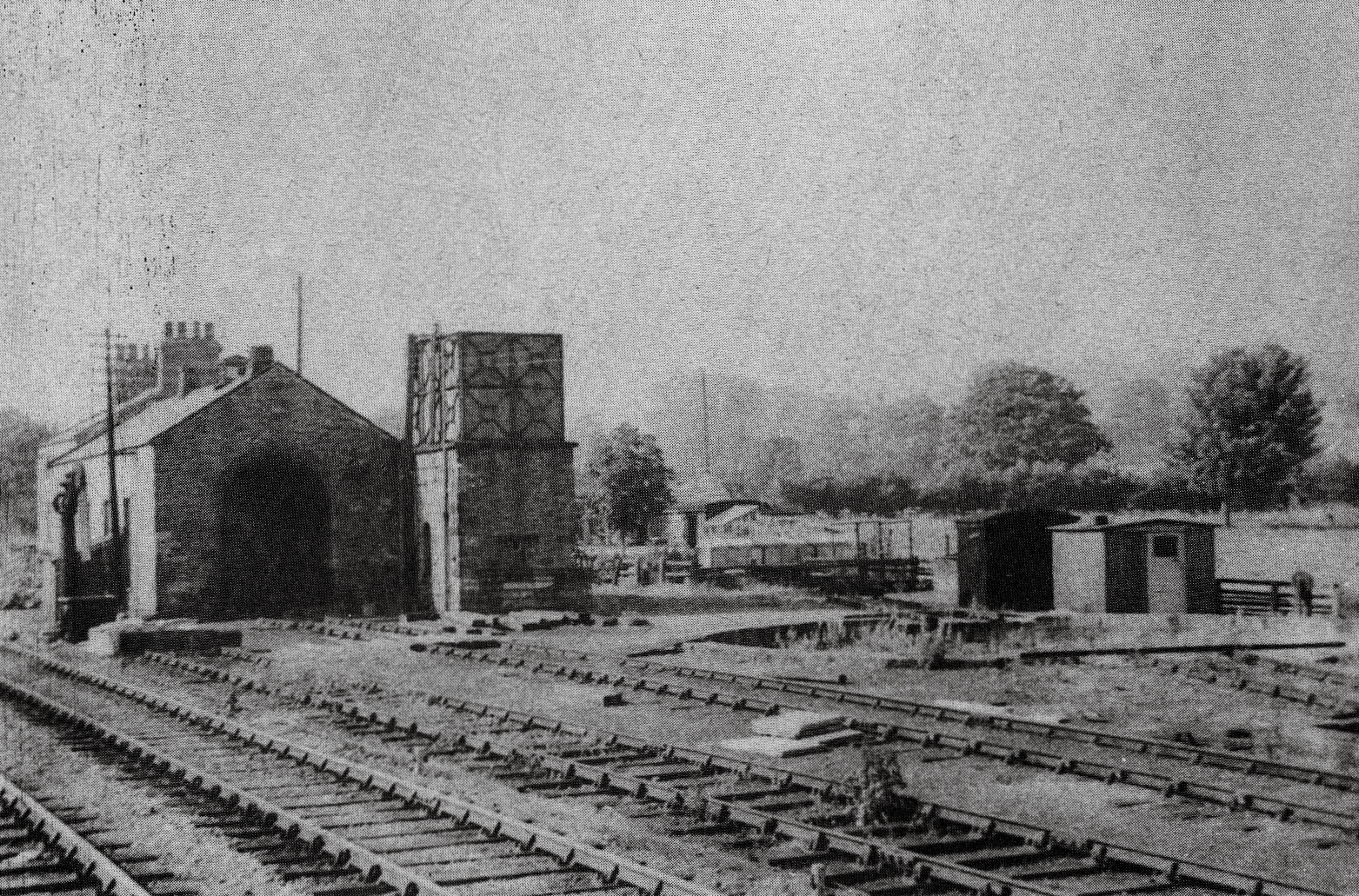 1964 Leyburn engine shed, water tower and turntable. (From 'The Wensleydale Railway', Author Christine Hallas, published  1984)