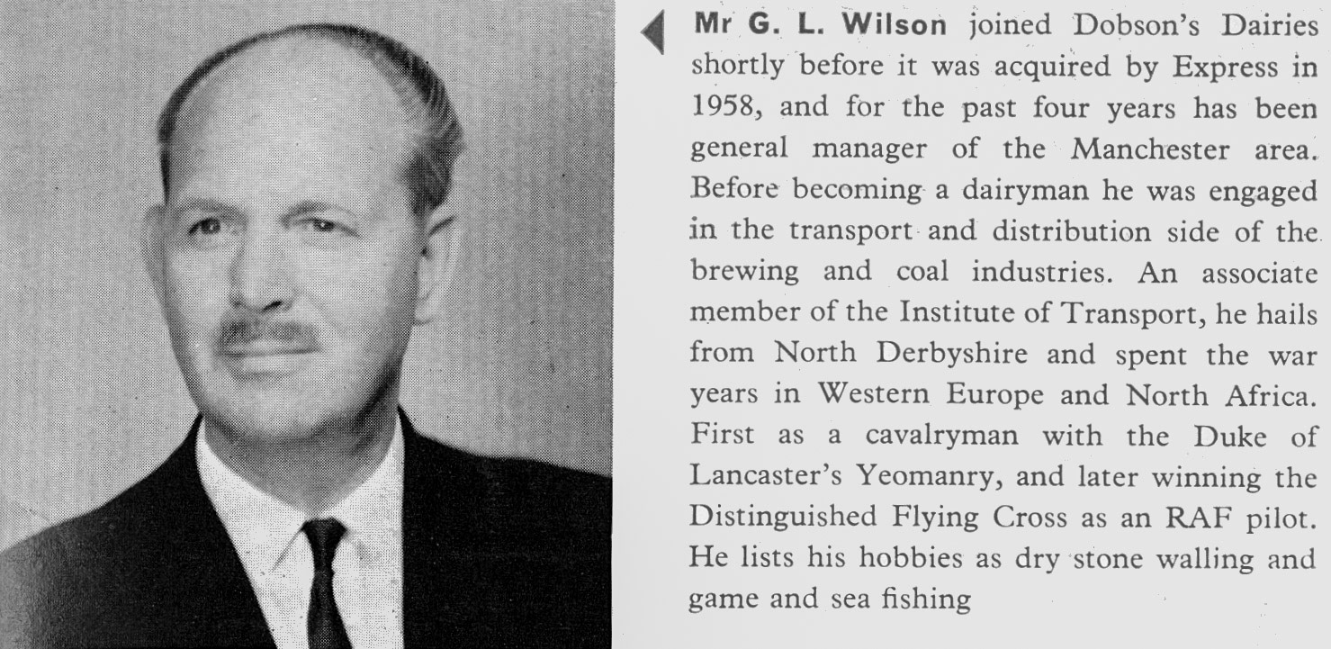 1966 Mr G. L. Wilson biography on appointment as Development Director, Express Dairy Northern Ltd. (Express News Summer 1966)
