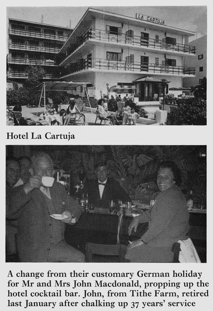 1971 Tithe Farm veteran of 37 years John Macdonald enjoys a Majorcan holiday with his wife. (Express News Spring)