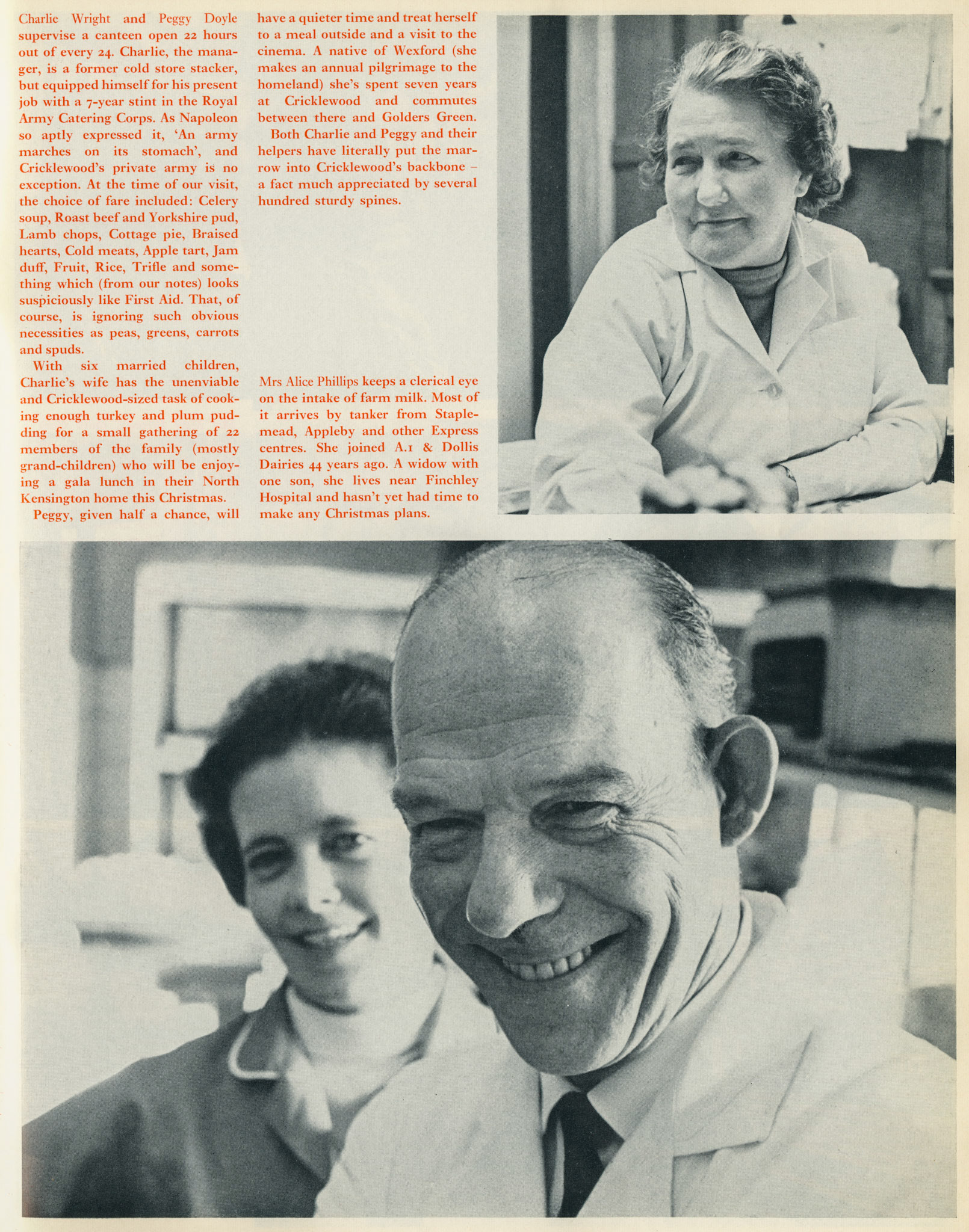 1968 'Portrait Gallery' from Cricklewood Dairy (Alice Phillips, Peggy Doyle, Charlie Wright)