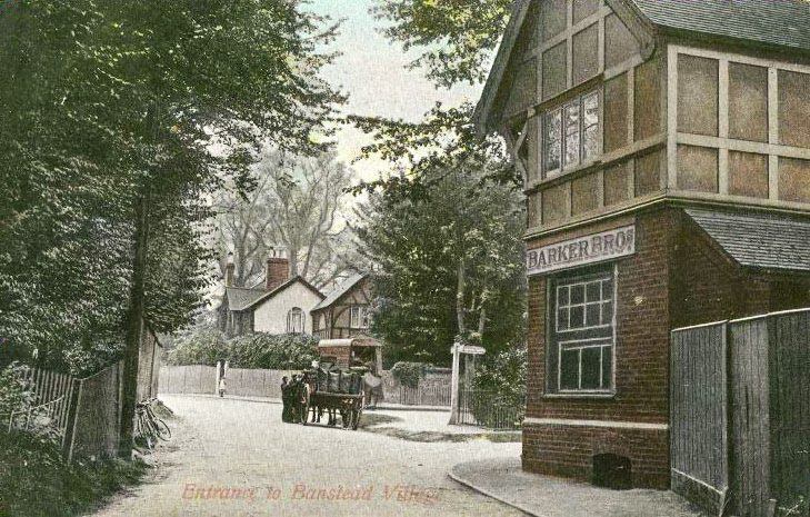 1905 "Eastern end of Banstead High Street, from the top of Sutton Lane towards Park Road." Hodges Dairy would later occupy this site. (Courtesy David Isted, nsteadvillage.com)