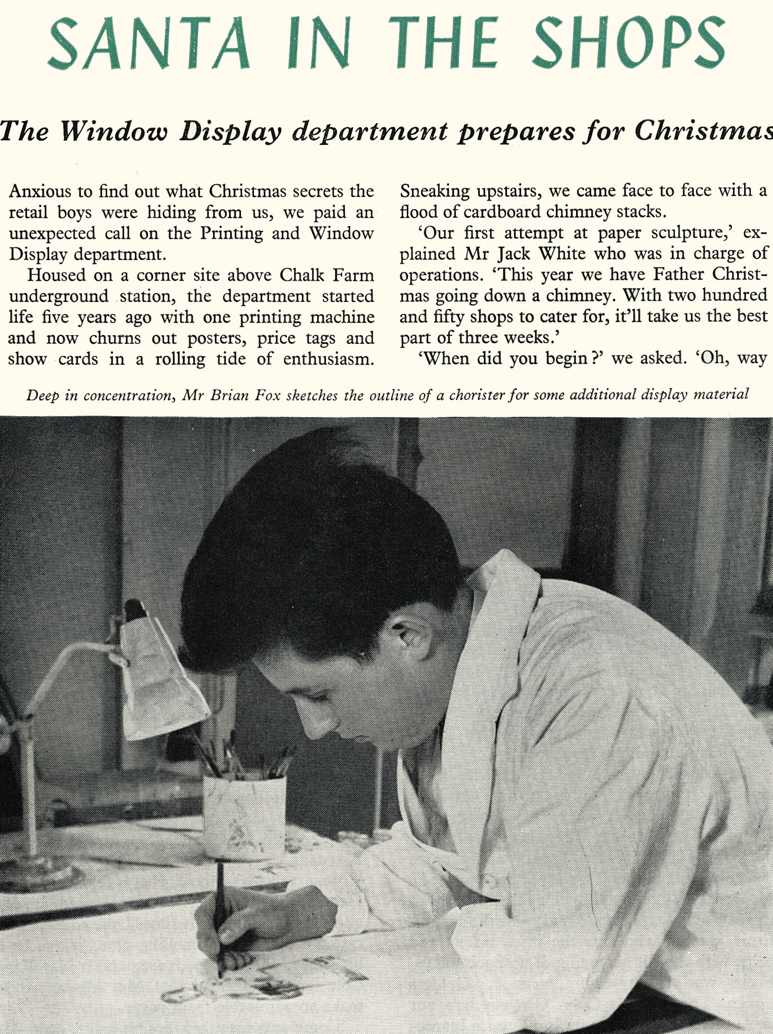 1957 Chalk Farm Printing and Window Display department. (Express News March)