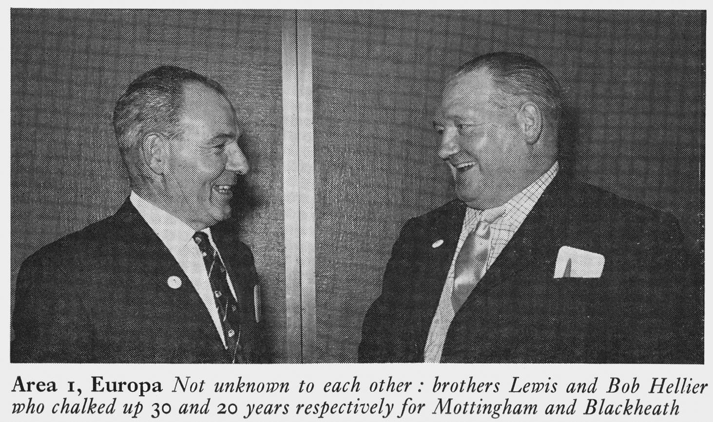 1972 Brothers Lewis and Bob Hellier from Mottingham and Blackheath Depots at London Merit and Service Dinner.(Express News Summer)