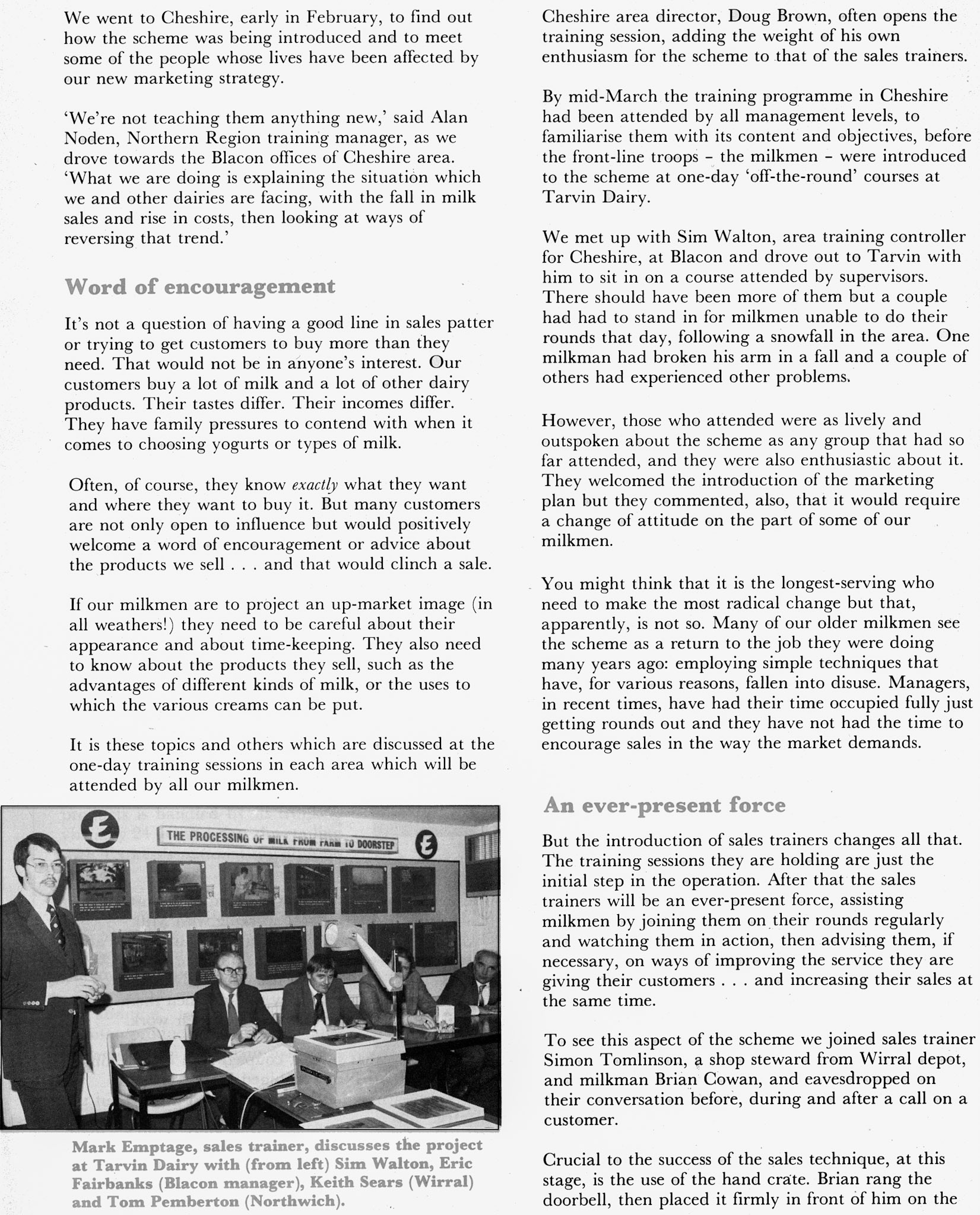 1981 Sales Trainers meet at Rossmore Road. (April Express News)