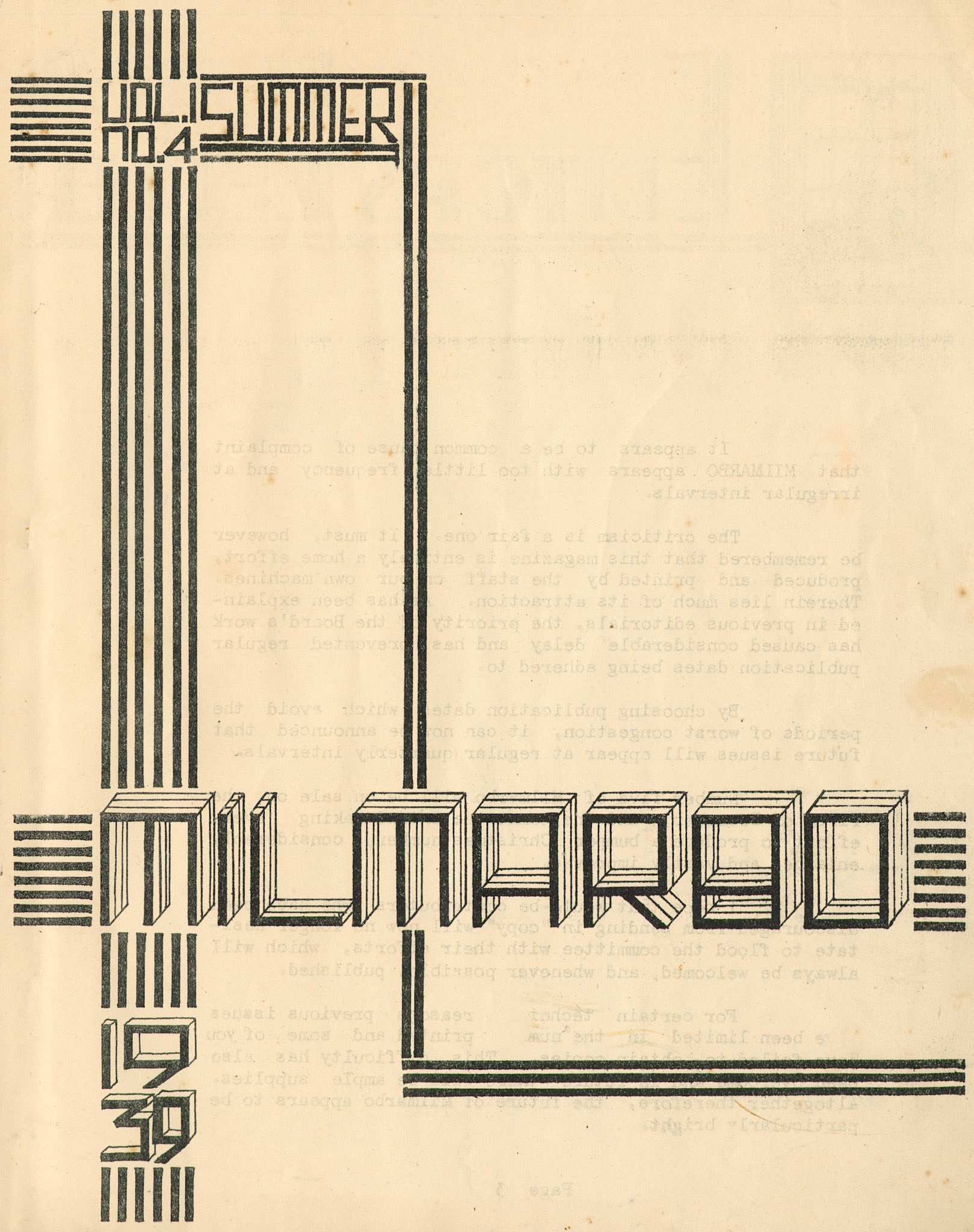 1939 'Milmarbo' in-house magazine, edition 4, published at the outbreak of WWII when staff were preparing to move to the newly constructed Thames Ditton HQ.  (Express Dairy Tales publication)