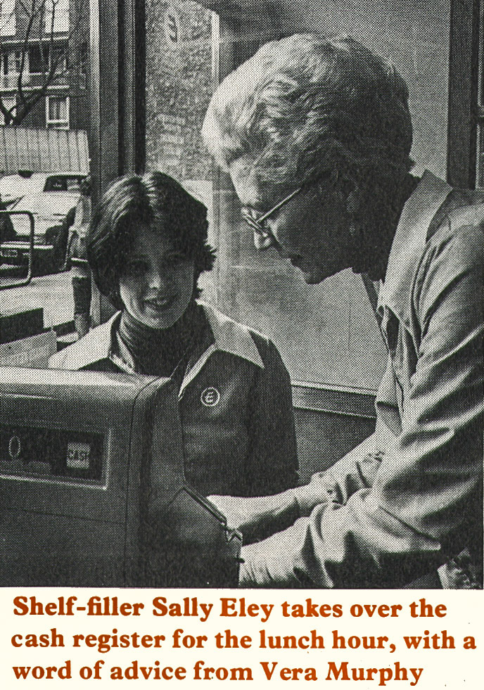 1977 Roberts Street, NW1 shop staff Sally Eley and Vera Murphy. (Express News Summer)