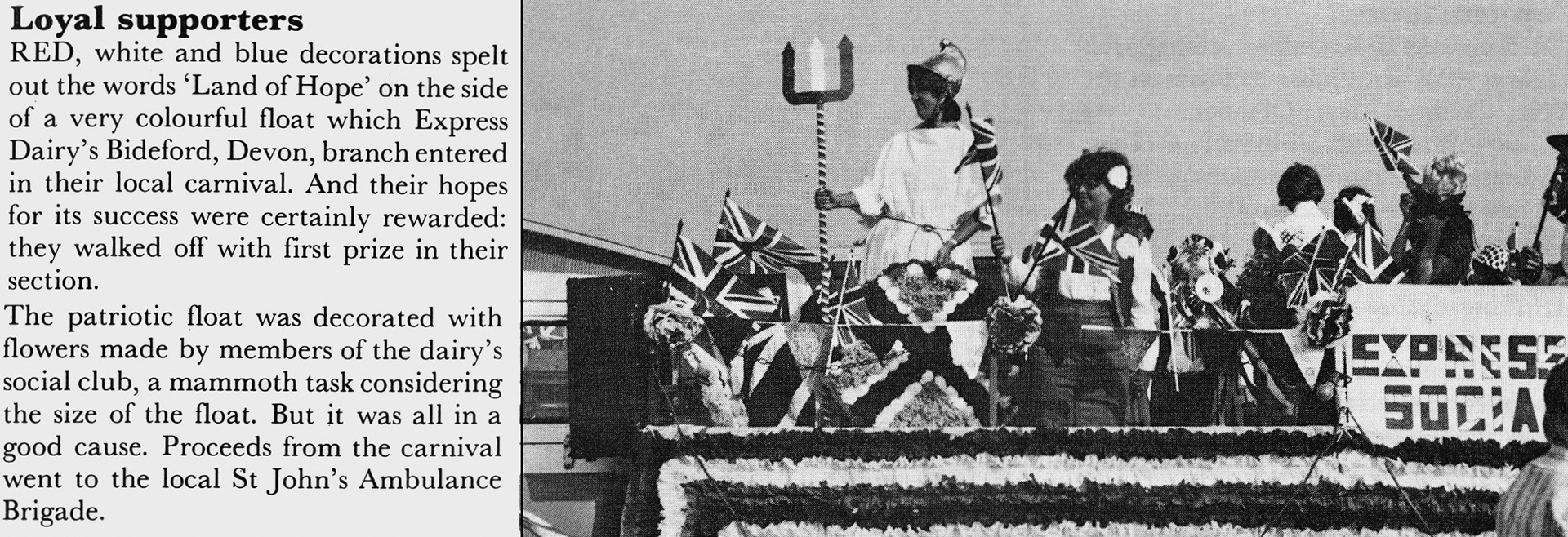 1982 Bideford Carnival float by Express Dairy. (Express News February)