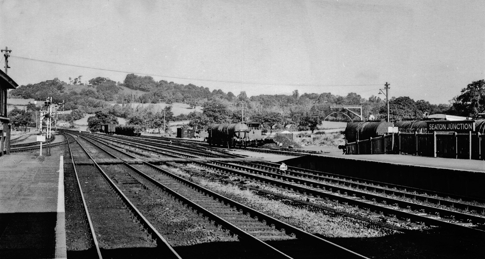 1970's? Seaton Junction Station, with milk wagons in the sidings. (Courtesy Keith Sweetland)