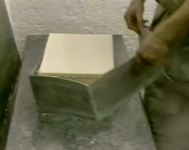 1989 Reece's Creamery-Cheshire Cheese Production-knocking out the cheeses from the mould