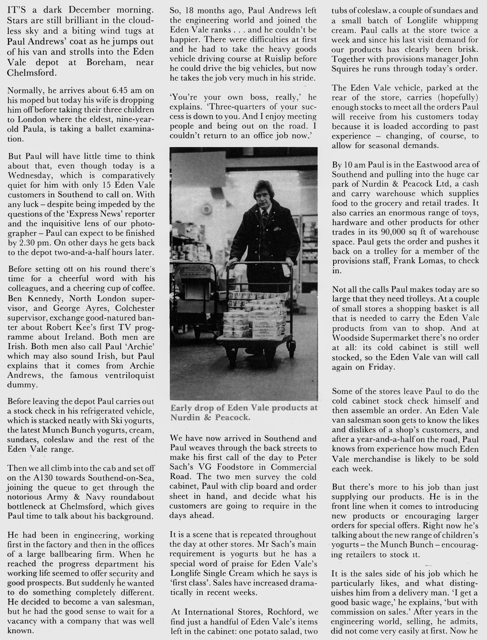 1981 On the road with Paul Andrews, Eden Vale Van Sales  (January Express News)