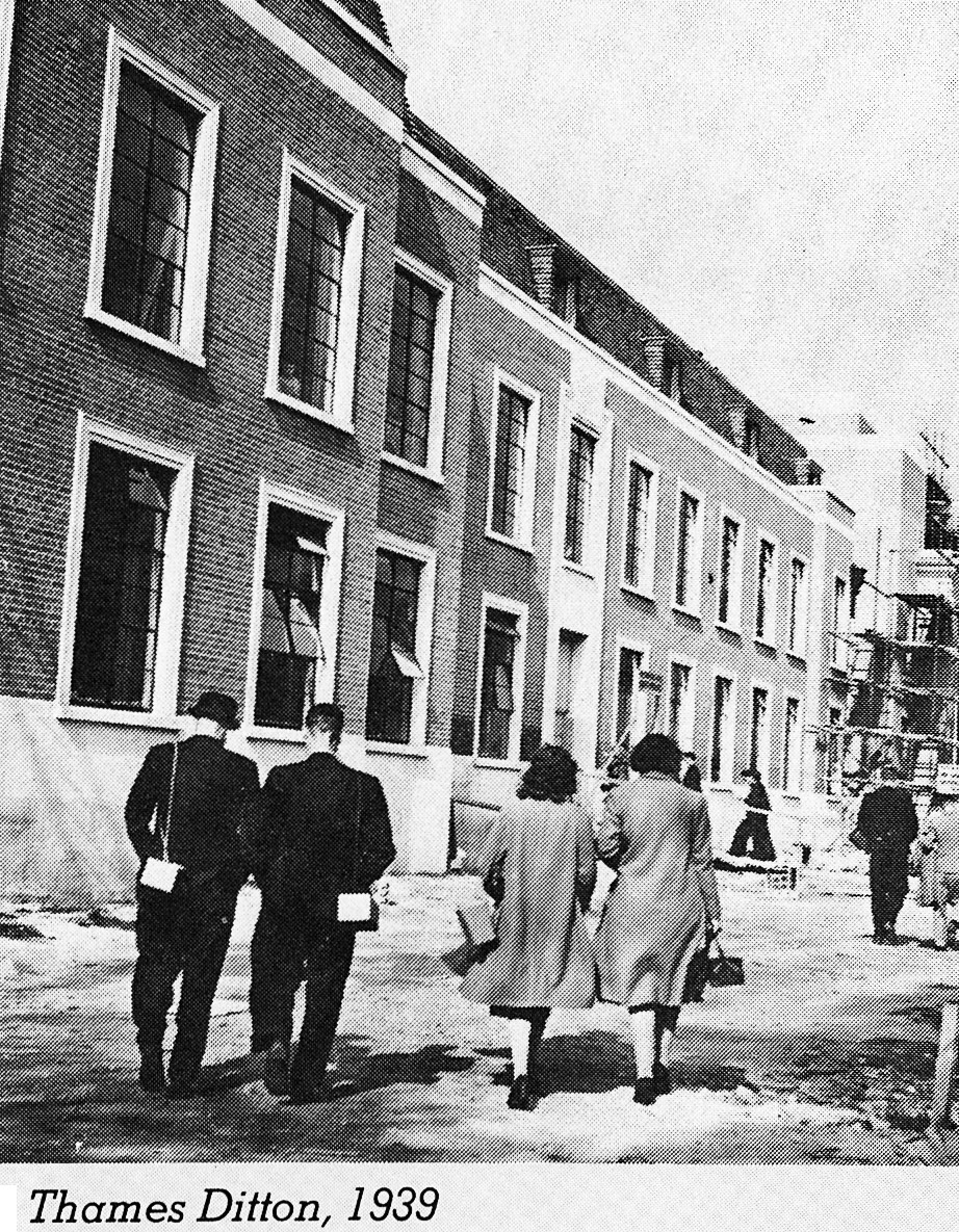 1939 Thames Ditton MMB HQ-arriving for work at the part completed building. (Insert in MMB Magazine, 1983 Sept-Oct, courtesy Andy Wallis)