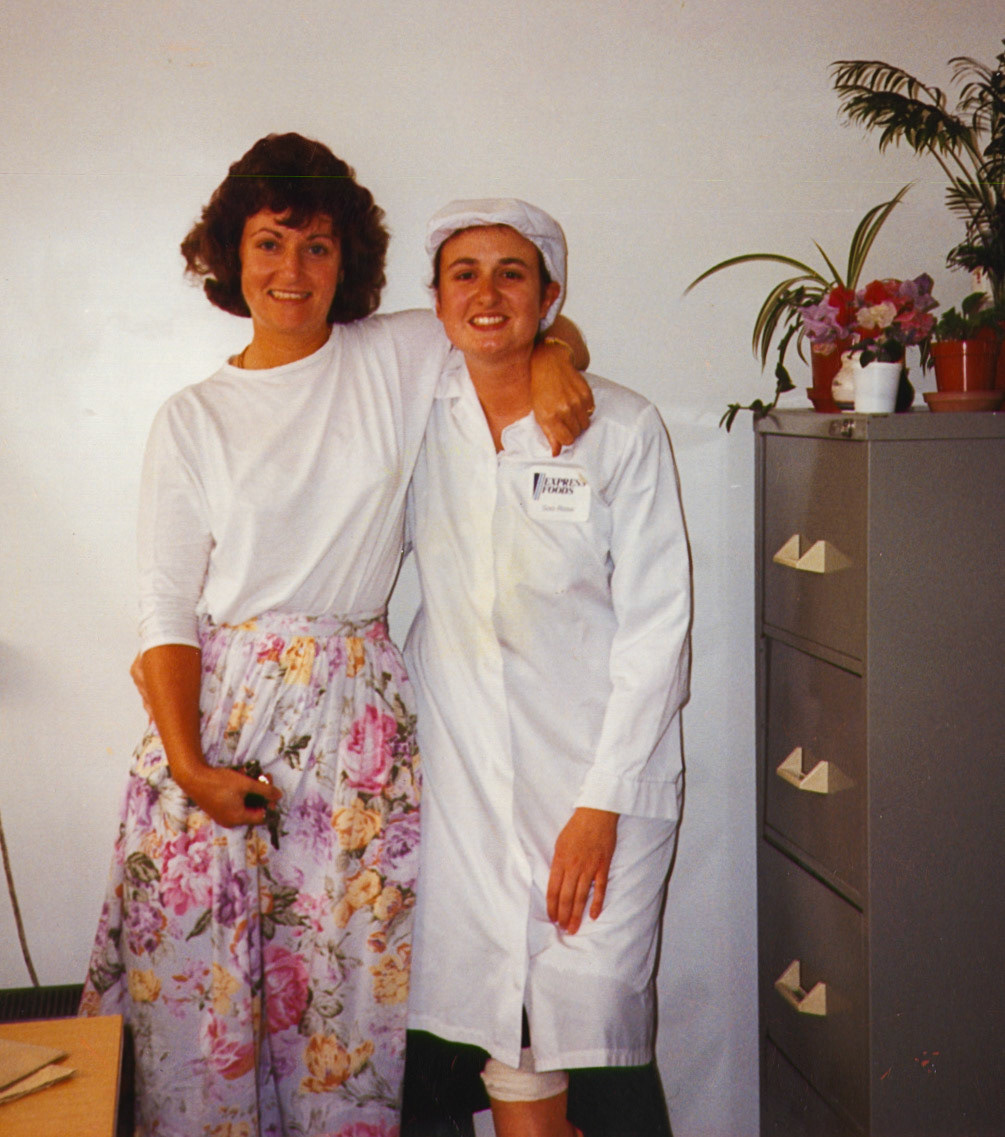 1991 Honiton-Anne Seward (Personnel Officer) and Soo Rose-Cook (Assistant QA Manager) on her last day at Honiton. (Courtesy Soo Rose-Cook)