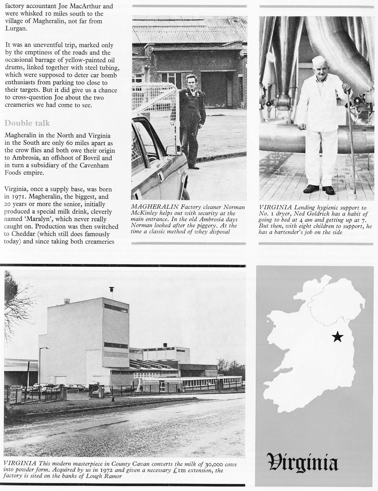 1976 Magheralin and Virginia Creameries compared in County Down (NI) and County Cavan (Ireland)