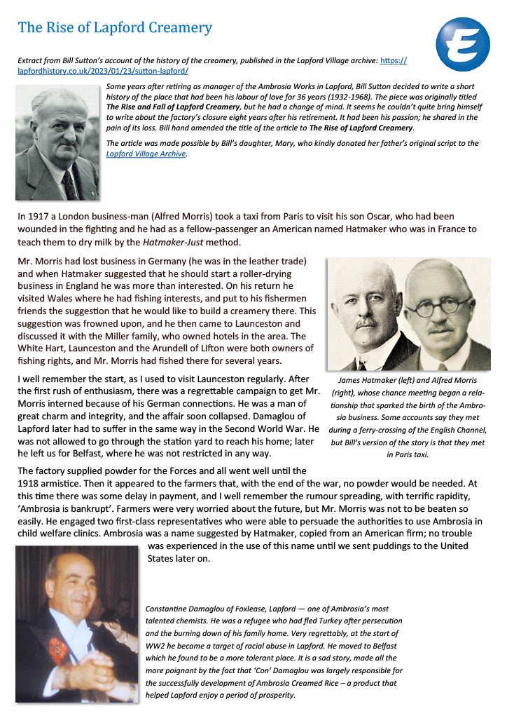 The Rise of Lapford Creamery by Bill Sutton-Page 1