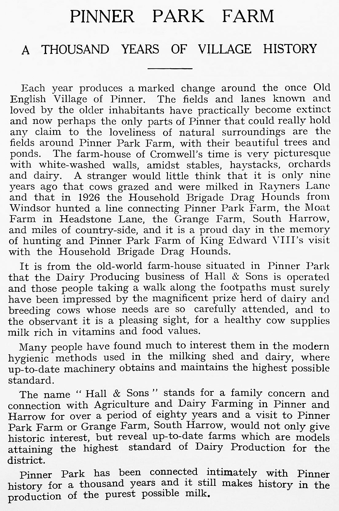 1930's article about Pinner Park Farm (Courtesy Alan Vinton)