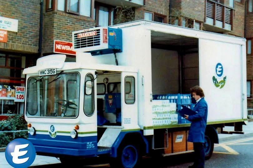 1980's? Bloomsbury refrigerated vehicle WMC 315G, registered 1968. Eamonn Fay comments "Back of Kentish Town property, served from Bloomsbury depot." (Courtesy Express Dairy Memories)