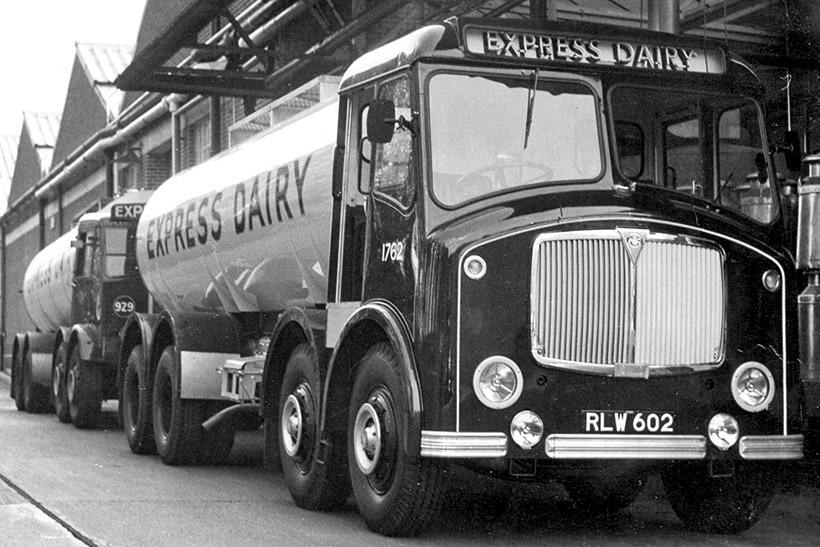 1955 Two generations of Mammoth Major Mk III stand in line. The new ‘tin front’ on RLW602, with distinctive Strachan cab, chassis no 3871H1856, engine no A216JX2783, fleet no 1762, was new in January 1955. The tank was another Butterfield product. The chassis passed to T&amp;F Motors in December 1964, for £150. Behind stands chassis no 0386845, engine no 299, fleet no 929, JXN 505, new in September 1947. It entered service with the tanker pool on 1/2/48 and passed to Birds in 1957, for £1,000. (Courtesy The Express Dairy Motorised Fleet, Allan Bedford, Heritage Machines)