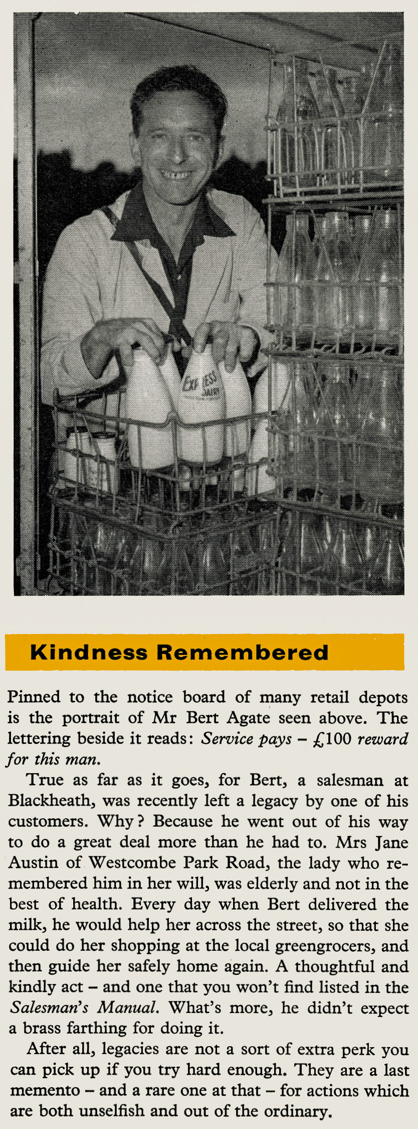 1960 Blackheath salesman Bert Agate was left a legacy by one of his customers. (Express News Autumn)