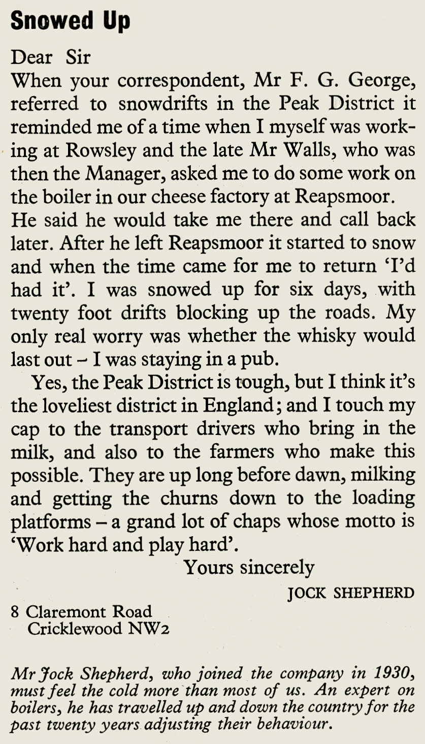 1956 Rowlsey and Reapsmoor memories from Jock Shepherd, Express boiler engineer. (Express News July)