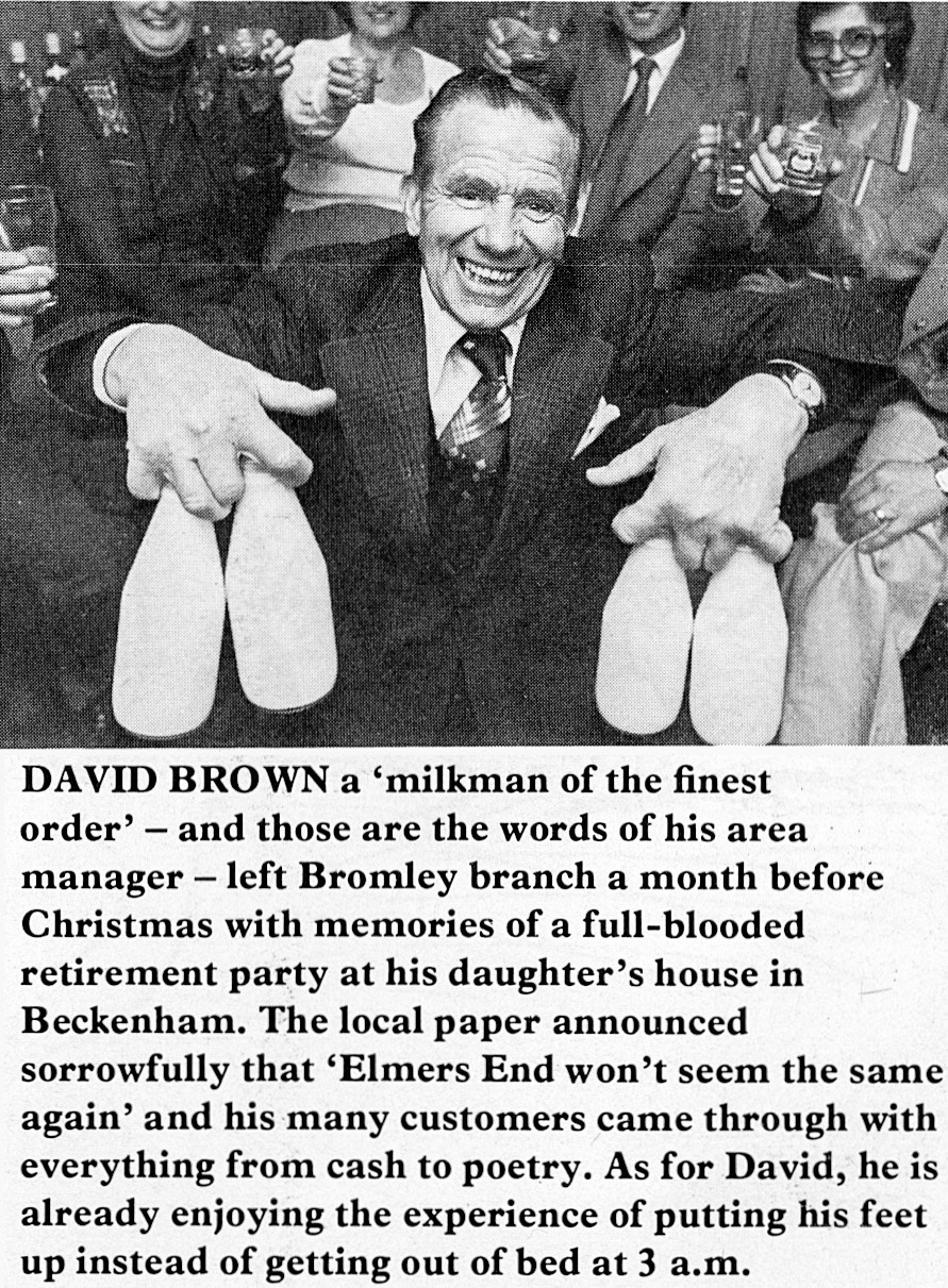 1978 Bromley milkman David Brown retires. (Express News Spring)