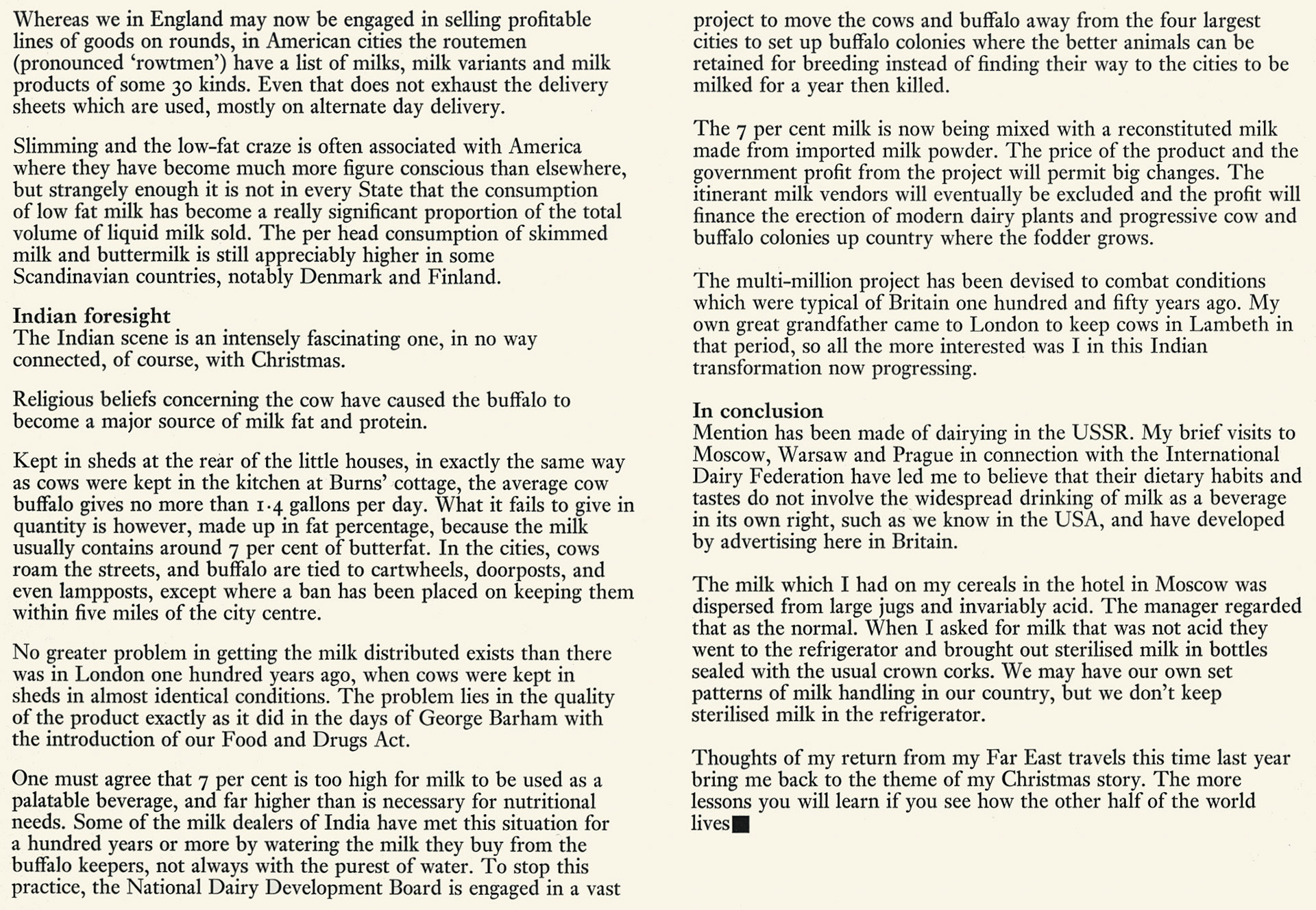 1971 Ridley Rowling describes the market for milk worldwide. (Express News Christmas)