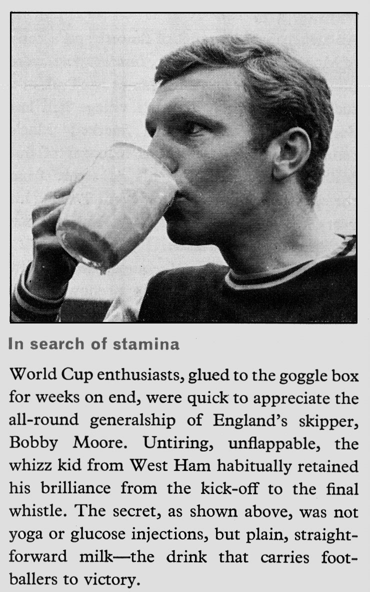 1966 Bobby Moore from West Ham, drinking milk for victory. (Express News Autumn &amp; Christmas)