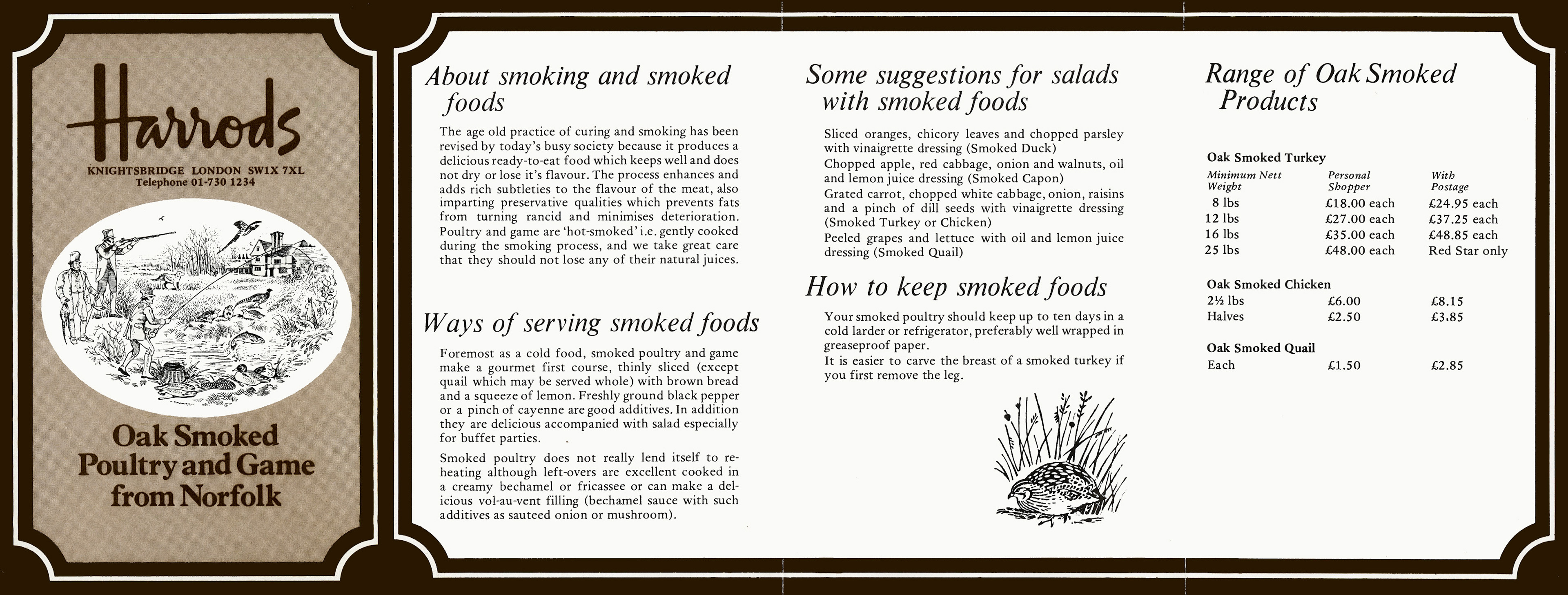 1981 Harrods Christmas Poultry and Game Leaflet. (Courtesy John Southwell)