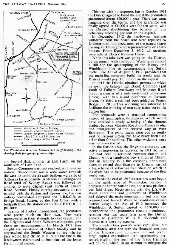 1966 The Wimbledon and Sutton Railway (Reproduced from The Railway Magazine December 1966)