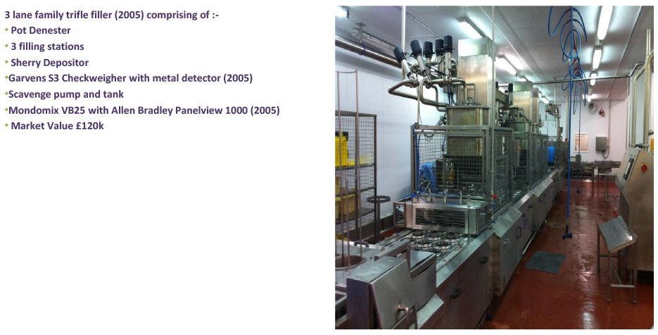 2012 Minsterley: Desserts Filling Equipment-Regal RP103b 177mm Filling Line. (Greencore Asset Sale on purchase by Muller, Courtesy Paul Bloor)