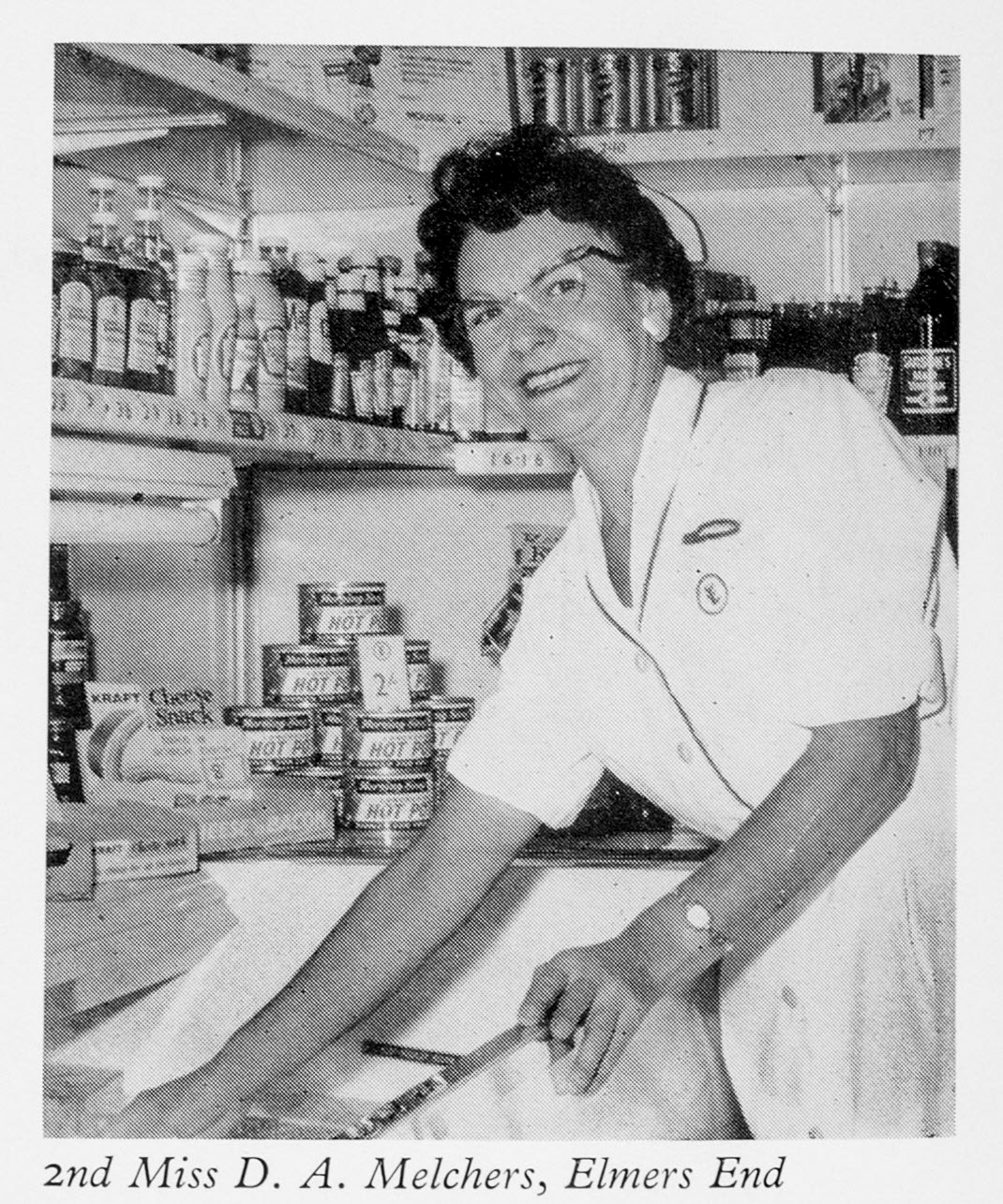 1962 London Shops 'Best Kept Shop' competition winner Miss D.A. Melchers, Elmers End. (Express News Autumn)