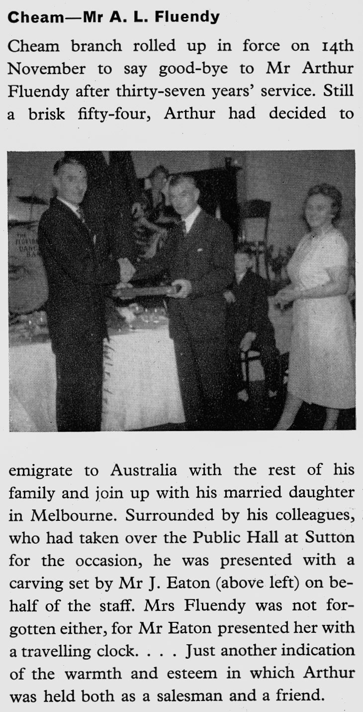1962 Arthur Fluendy retires from Cheam Depot after 37 years.  (Express News Spring)