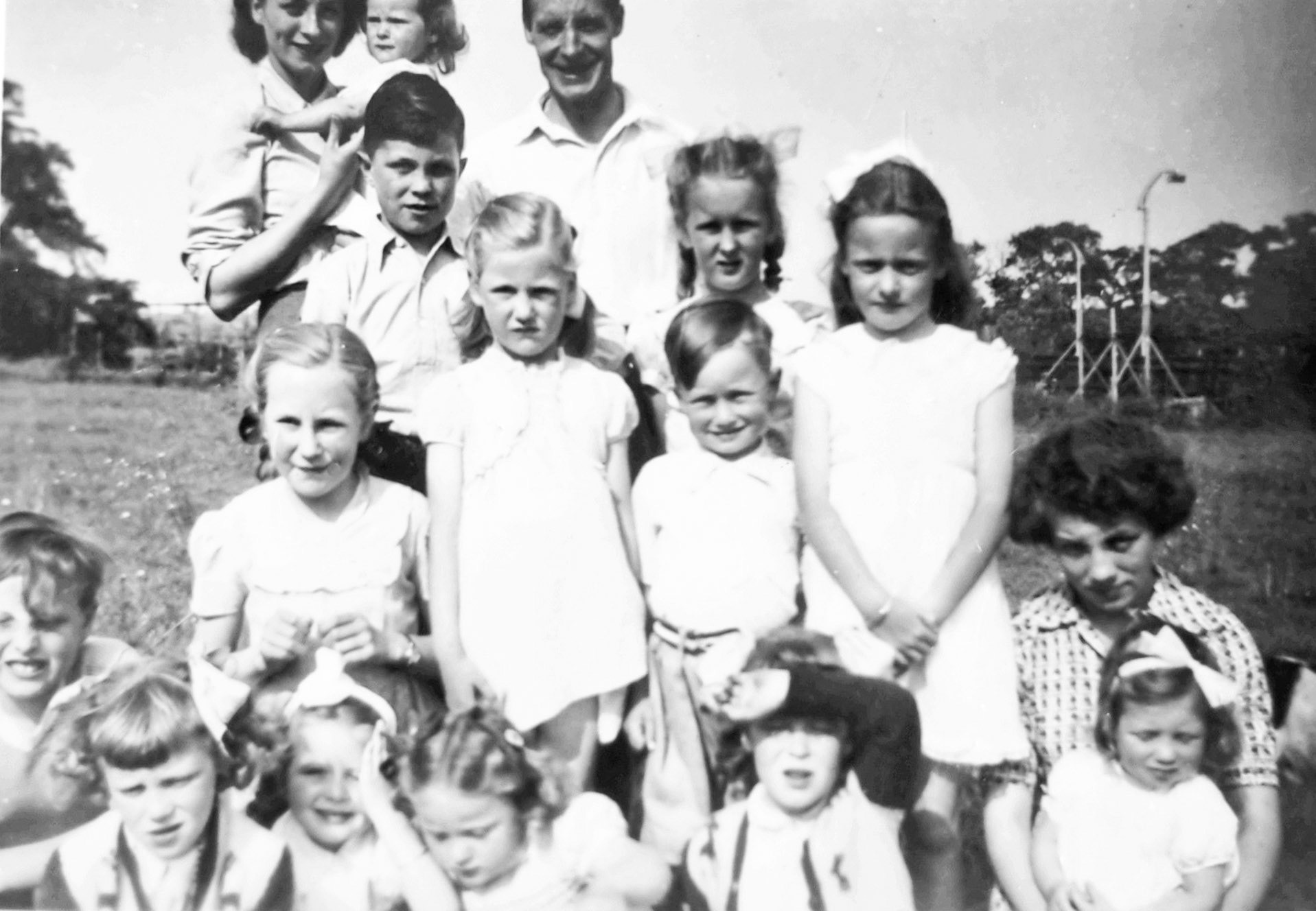 1952 Brian Wastell comments in October 2023 "This is a picture of us at Frith Manor Farm Rest Home for Horses; the man at the back is Mr Howlls, and these are all children of Express staff. I have asked lots of those on the photo if its ok to use and they have agreed - most of the us in the photo are still alive, and are on our Facebook Group! (Courtesy Brian Wastell)
